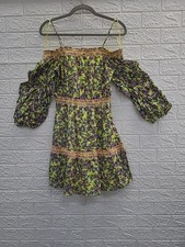 NEW Alice+Olivia Dorothy Smocked Floral Cold Shoulder Mini Dress-Womens Sz 4 US