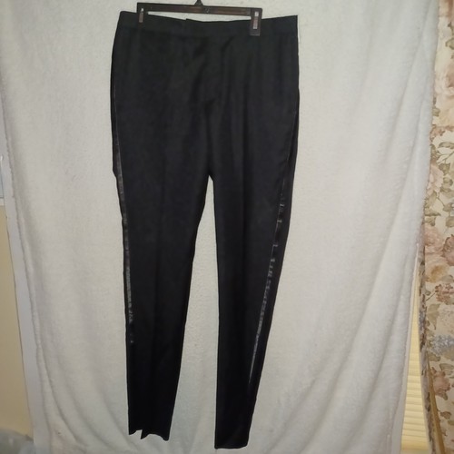 Nordstrom Men Shop Tuxedo Tech Dress Pants 34X36 Black Wool Stretch Unhemmed(DT)