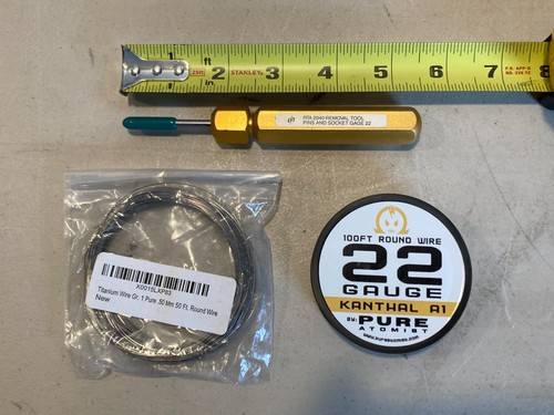 Kanthal A1 22G Wire, Titanium 24G Wire & RTA 2040 Pin Removal Tool Bundle