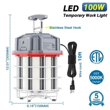 120V LED Temporary Work Light 100W Linkable Construction Jobsite for Tunnel Mine