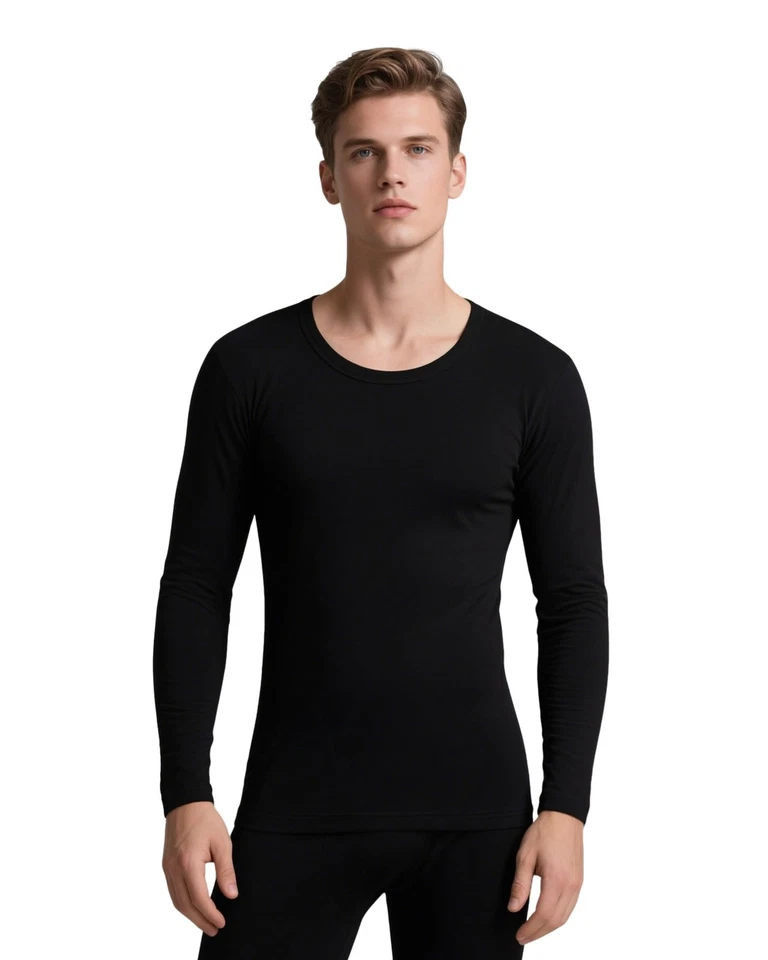 Men's Thermal Underwear Shirt, Fleece Lined Base Layer Cold Weather Tops Long... - Image 4 of 4