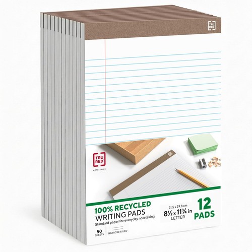 Legal Pads 8.5x11.75 Inch, Narrow Ruled White Paper, 12-Pack for Note ...