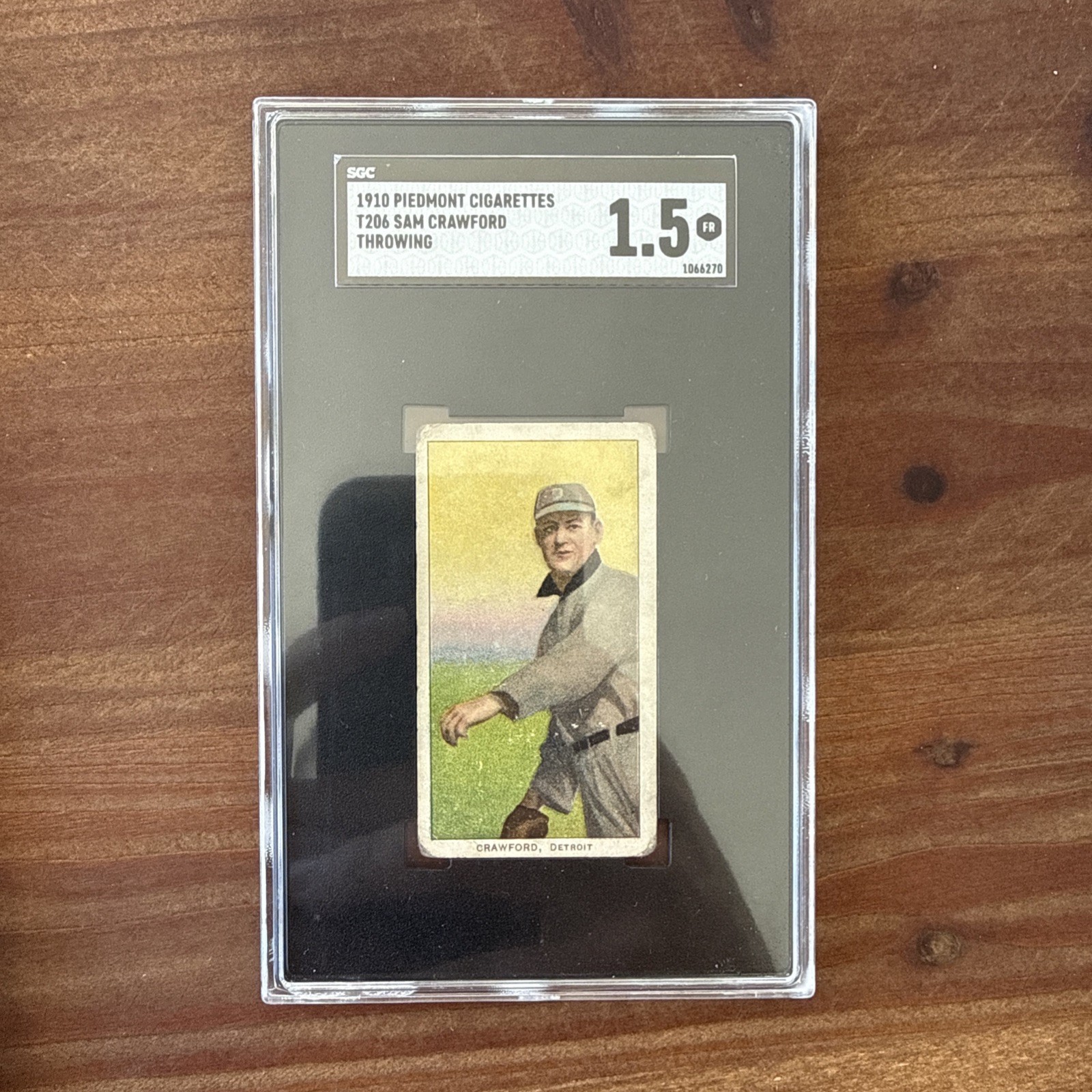 SAM CRAWFORD 1909-11 T206 PIEDMONT THROWING DETROIT SGC 1.5 GOOD