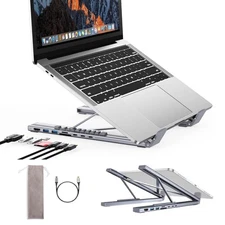 Laptop iPad USB Docking Station Stand,Aluminum Holder, 8 in 1 USB Hub with 4K...