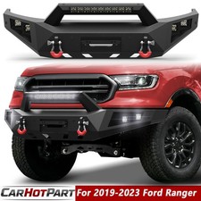 For 2019-2023 Ford Ranger Steel Front Bumper With Winch Plate Led Lights Drings