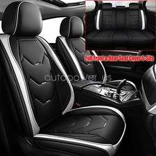 Full Set Faux Leather Seat Cover Pad Black White For Toyota Tacoma Car 5-sits