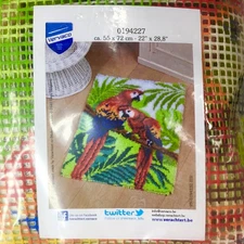 Parrots in the Jungle Parrot Latch Hook Kit NIP Vervaco Wall Hanging Rug 0194227
