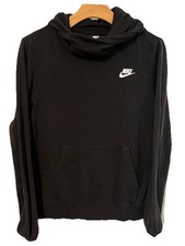 Nike Hoodie Womens Small Black Funnel Neck Sweater Sweatshirt Pull Over Pocket
