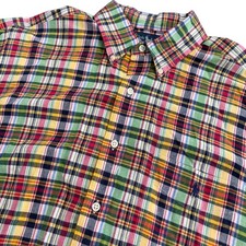 Ralph Lauren Blake Button Down Shirt Mens XL Plaid 100 Cotton Short Sleeve