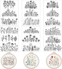 Water Soluble Embroidery Patterns Stabilizers 6 Sheets Flower Stick and Stitch E