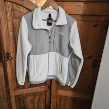 The North Face Women s Jacket Polartec Fleece Full Zip Pockets White Gray M