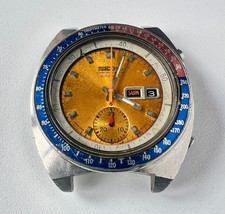 SEIKO 6139-6002 Automatic Chronograph Watch Vintage Mens POGUE Yellow Dial