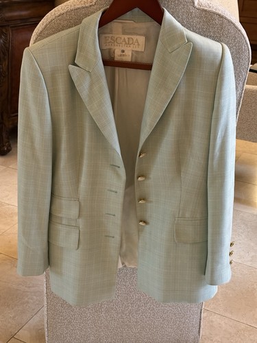 Escada Mint Green Silk Wool Blazer