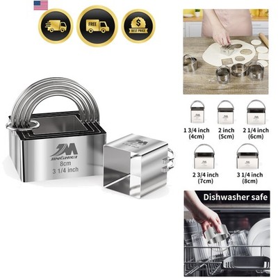 Cookie Cutter Set Stainless Steel 5pcs Square Baking Tools Handle Dishwasher ...