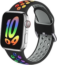 Sport band compatible with Apple Watch soft silicone rainbow