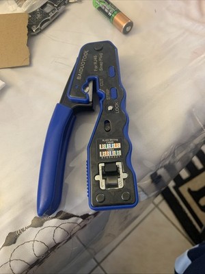 RJ45 Crimp Tool Kit Pass through Crimper Cutter for Cat5 Cat5E Cat6 Cat6A 8P8C M