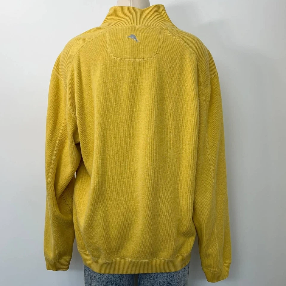 Suéter Pullover Tommy Bahama Cuarto Cremallera Reversible Amarillo Gris Jaspeado Para Hombres M Foto 2 de 4