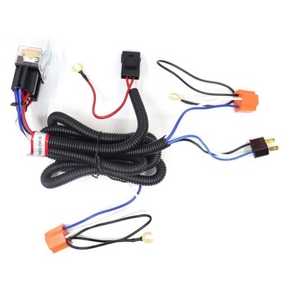 2-Headlight H4 Headlamp Light Bulb Ceramic Socket Plugs Relay Wiring Harness Kit