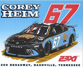 NEW! 2026 COREY HEIM #67 NASCAR CUP SERIES CHIEF'S NASHVILLE 23Xi POSTCARD! B/B