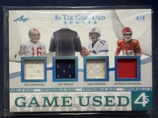 2025 LEAF IN THE GAME USED 4 PATCH RELIC MONTANA BRADY MARINO MAHOMES /8