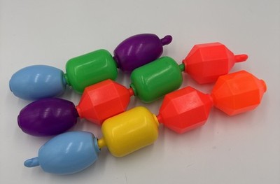 Vintage Fisher Price Snap Lock Beads Pop Beads Lot of 11 Bright Rainbow