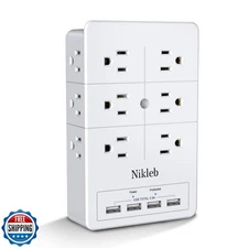 Multi Plug Outlet Surge Protector Nikleb, 12 Electrical Outlets Extender with