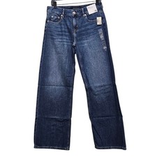 Aeropostale Aero Baggy Wide Leg Jeans Womens 2S Blue Dark Wash Denim Retro Y2K