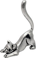 Cat Stretching Ring Holder Pewter Yoga Pose