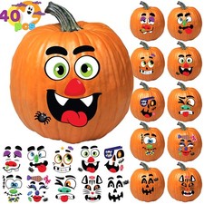 Halloween Pumpkin Face Decorating Stickers 18 Sheets Makes 40 Faces