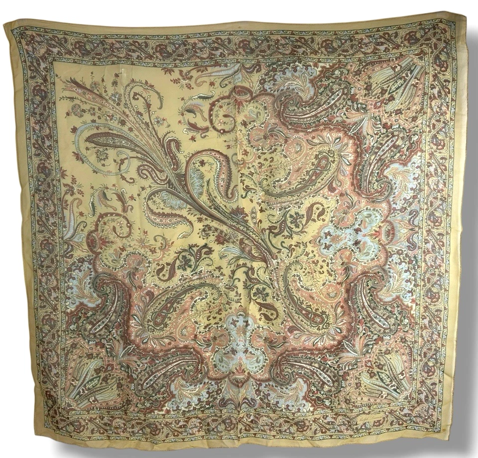 Bufanda de seda transparente vintage Ralph Lauren cachemira 34 pulgadas cuadrada Foto 2 de 4