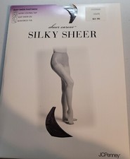 Old Stock JCPenny Sheer Caress Silky Sheer Pantyhose Taupe Average Control Top