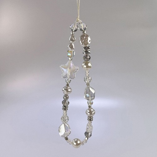 Y2K Mobile Phone Chain Fashion Silver Clear Beaded Phone Lanyard Wrist Strap - 第 3/5 張圖片
