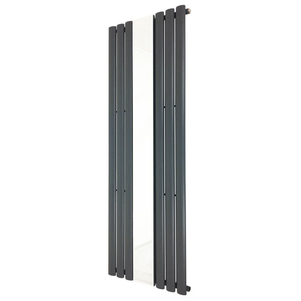 Anthracite Mirror Radiator Designer Oval Tube Vertical 499mm x 1800mm 3953 BTUs
