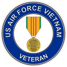 U.S. Air Force Veteran with Vietnam Bumper Sticker Military Vinyl Decal 5"