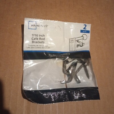 NIP Mainstays 7/16'' Cafe' Rod Brackets 3/4'' Clearance 2Pk Bronze Window Curtains