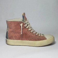 Visvim Skagway Distressed Hi Top Leather Sneakers Size US 12 EU 45 American Flag