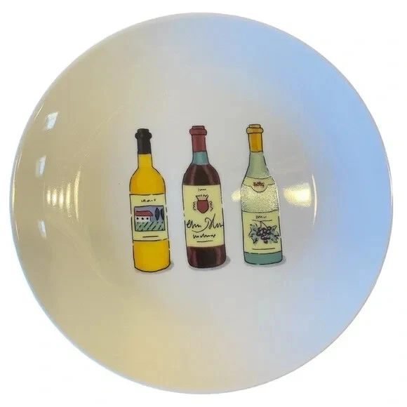 Vintage 4 Wine & Cheese Appetizer Snack 6.5" Plates Boston Trading 2001 - Image 2 of 4
