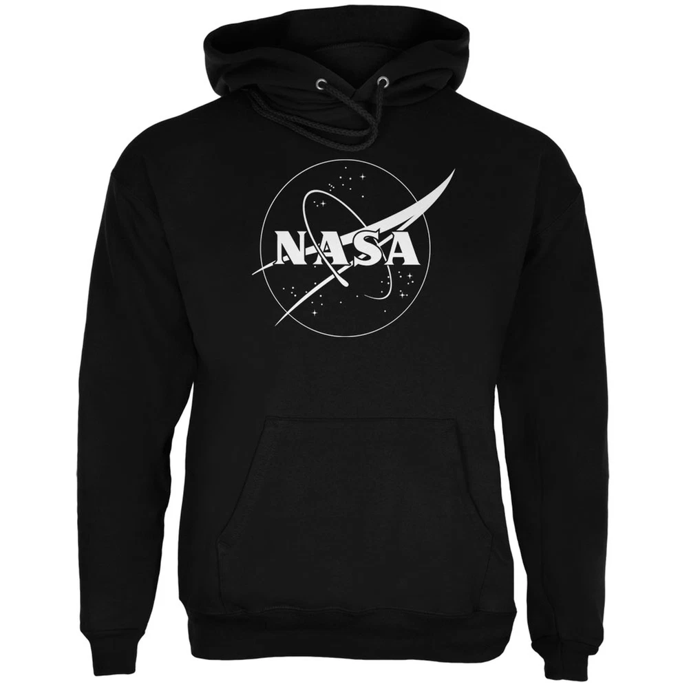 NASA Outline Logo Sudadera con capucha negra para adultos