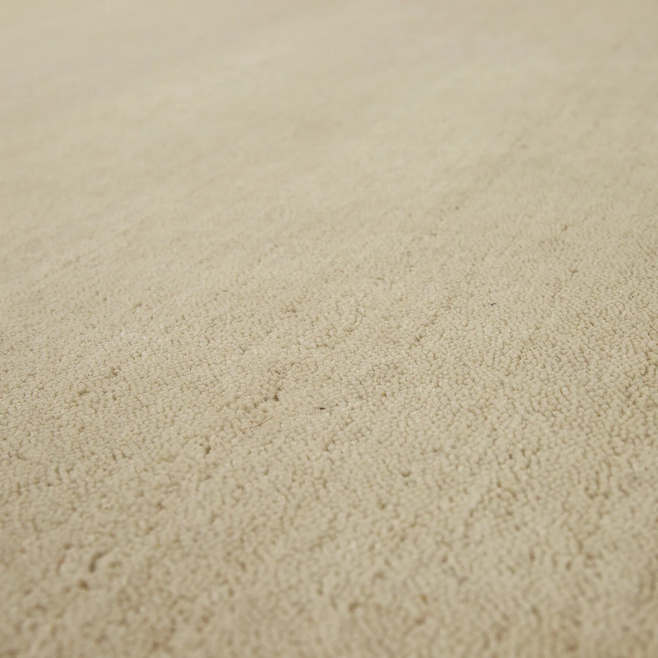 Teppich Handgeknotet Gabbeh Hochwertig 100% Wolle Dezent Meliert Uni Creme - Bild 3 von 4