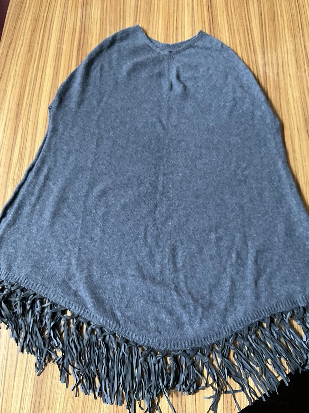 PINOTTI Pure Cashmere Dark grey Cape, Poncho With Fringe