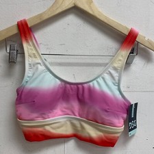 DSG Women's Swim Long Line Scoop Neck Bikini Top New Wave Multicolor DSW2786PRT