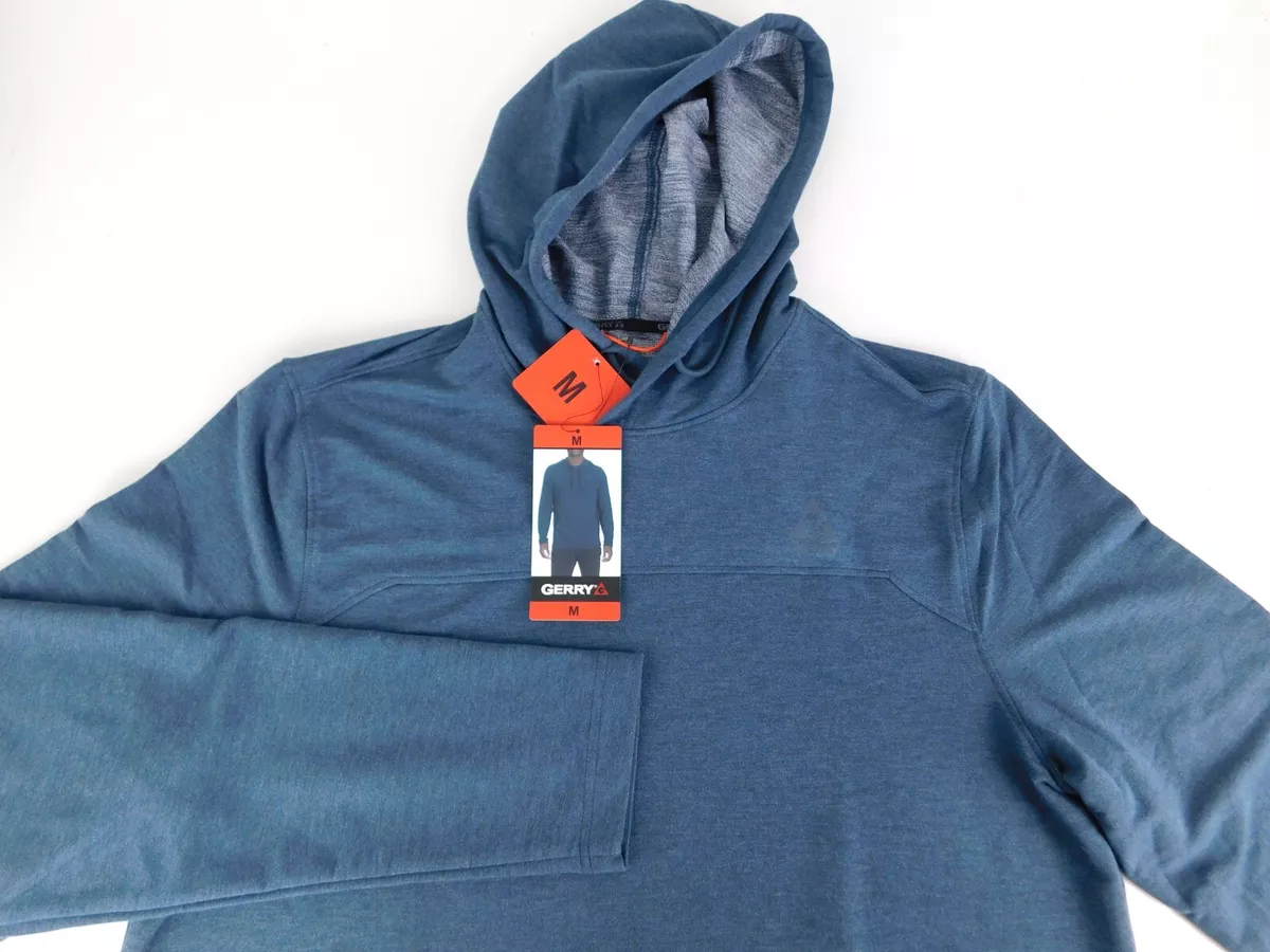 Gerry Mens Designer Lightweight Brushed Blue Hoodie Jacket Medium NEW