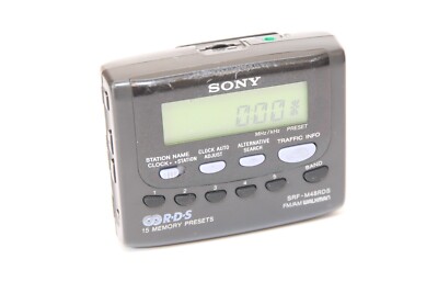 SONY FM/AM Walkman RDS Digital Radio 15 Memory Presets SRF-M48RDS Belt Clip RARE