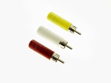 3 Pack - Red White Yellow Switchcraft 3502A-YW Long Body Cable End RCA Male Plug