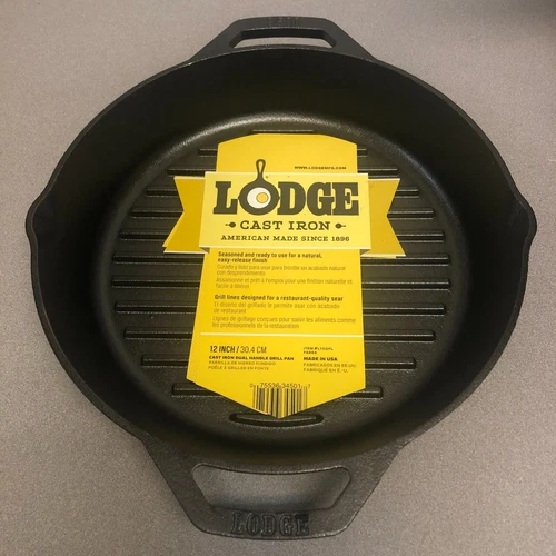 Lodge L10GPL Cast Iron Grill Pan 12 in. Black