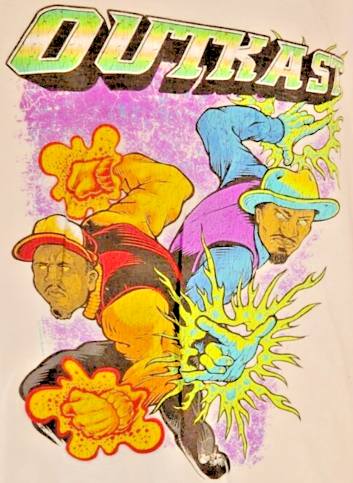 Vintage Rare Outkast Rap Hip Hop Super Hero Duo Graphic Print White T ...