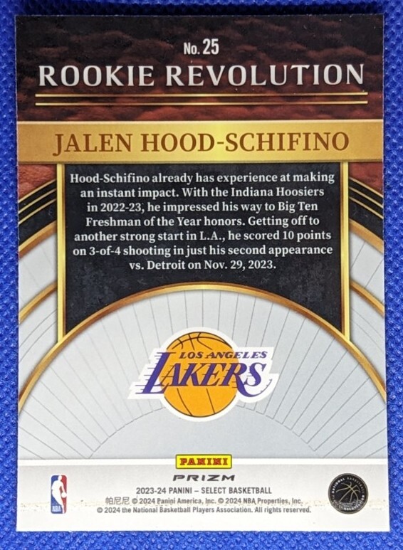Jalen Hood-Schifino NBA auto 自筆 /25シリ RC 2023-24 Select JALEN HOOD-SCHIFINO RC #25 Rookie Revolution