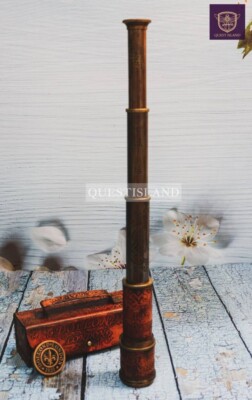 Telescope Brass Made With Leather Case Handmade Pirate Spyglass, Nautical  Styl