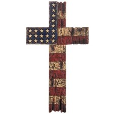 American Flag Wall Cross Christian Religious Patriotic Large 14 x 8