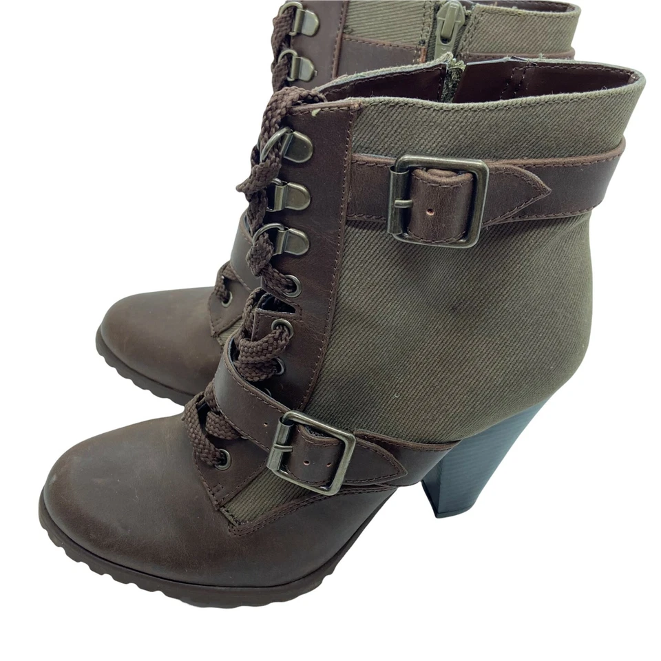 Botas Apostrophe Botines Mujer Talla 7.5 Marrón Oliva Victoriano Safari Steampunk Foto 3 de 4